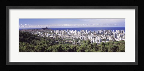 Framed View of Honolulu with the ocean in the background, Oahu, Honolulu County, Hawaii, USA 2010 Print