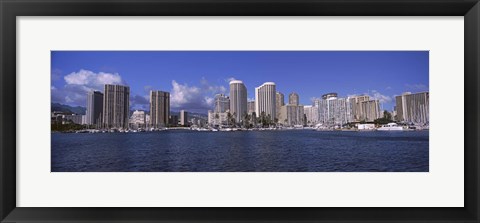 Framed Honolulu skyline, Hawaii Print