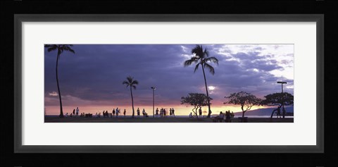 Framed Tourists on the beach, Honolulu, Oahu, Hawaii, USA Print