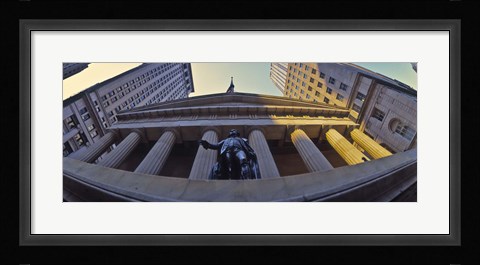 Framed Low angle view of a stock exchange building, New York Stock Exchange, Wall Street, Manhattan, New York City, New York State, USA Print