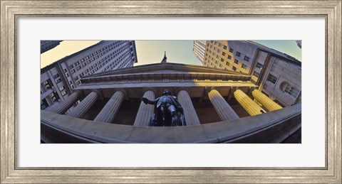 Framed Low angle view of a stock exchange building, New York Stock Exchange, Wall Street, Manhattan, New York City, New York State, USA Print