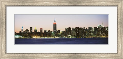 Framed New York City Skyline Lit Up at Night Print