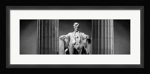 Framed Statue of Abraham Lincoln in a memorial, Lincoln Memorial, Washington DC Print