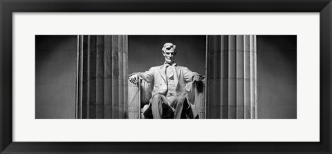 Framed Statue of Abraham Lincoln in a memorial, Lincoln Memorial, Washington DC Print