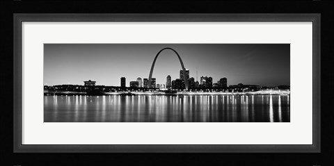 Framed Black and white view of St. Louis, Missouri Print