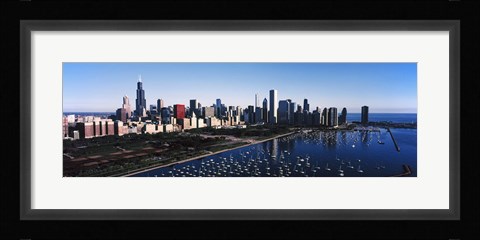 Framed Skyscrapers at the waterfront, Chicago Harbor, Lake Michigan, Chicago, Cook County, Illinois, USA 2011 Print