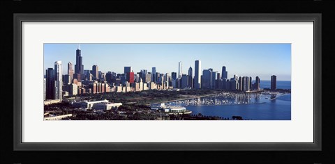 Framed Skyscrapers at the waterfront, Field Museum, Shedd Aquarium, Lake Michigan, Chicago, Cook County, Illinois, USA 2011 Print
