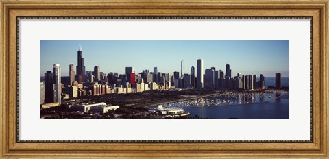 Framed Skyscrapers at the waterfront, Hancock Building, Lake Michigan, Chicago, Cook County, Illinois, USA Print