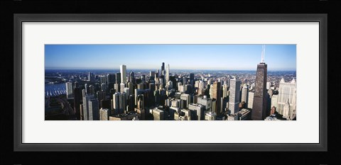 Framed Skyscrapers in a city, Hancock Building, Lake Michigan, Chicago, Cook County, Illinois, USA 2011 Print
