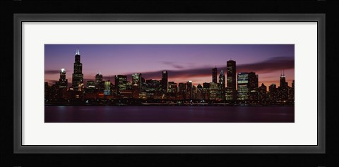 Framed Lake Michigan at Night, Chicago, Illinois, USA 2011 Print
