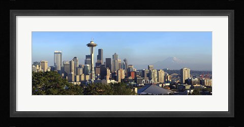 Framed Seattle city skyline with Mt. Rainier in the background, King County, Washington State, USA 2010 Print