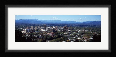 Framed Aerial view of a city, Asheville, Buncombe County, North Carolina, USA 2011 Print