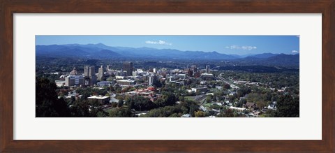 Framed Aerial view of a city, Asheville, Buncombe County, North Carolina, USA Print
