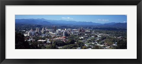 Framed Aerial view of a city, Asheville, Buncombe County, North Carolina, USA Print