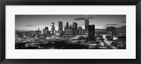 Framed Atlanta skyline in black and white, Georgia, USA Print