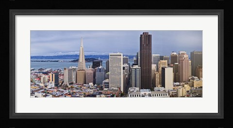 Framed Skyscrapers in the city with the Oakland Bay Bridge in the background, San Francisco, California, USA 2011 Print