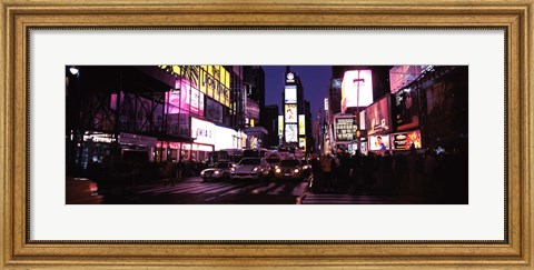 Framed Street scene at night, Times Square, Manhattan, New York City Print