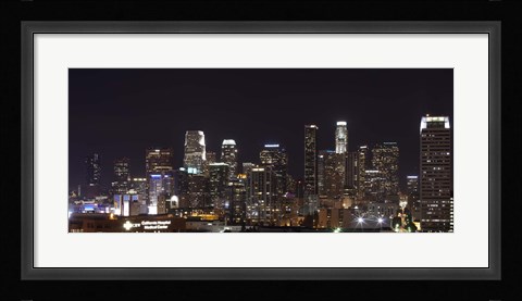 Framed Buildings lit up at night, Los Angeles, California, USA 2011 Print