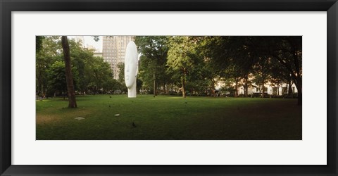 Framed Large head sculpture in a park, Madison Square Park, Madison Square, Manhattan, New York City, New York State, USA Print