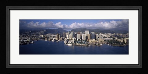 Framed Buildings at the waterfront, Honolulu, Hawaii, USA Print