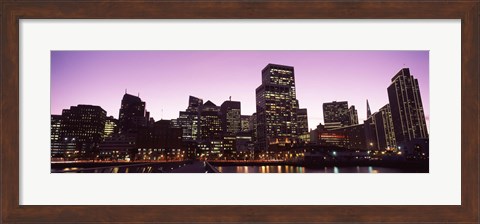 Framed San Francisco Waterfront Lit Up at Dusk, California, USA Print