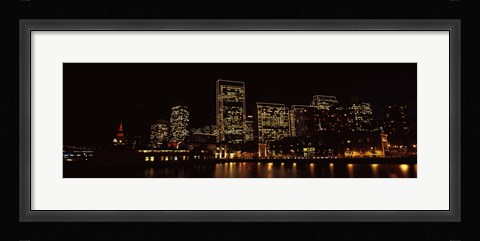 Framed Buildings at the waterfront lit up at night, San Francisco Print