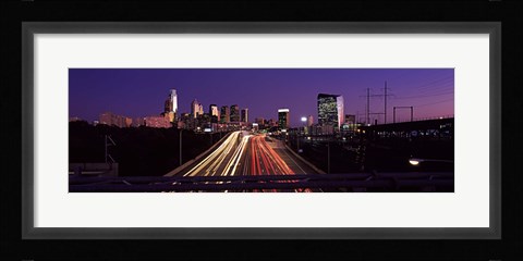 Framed Light streaks of vehicles on highway at dusk, Philadelphia, Pennsylvania, USA Print