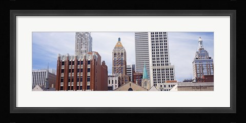 Framed Low angle view of downtown skyline, Tulsa, Oklahoma Print