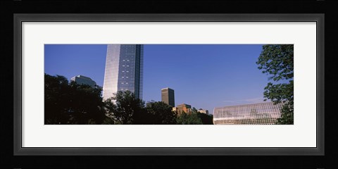 Framed Low angle view of the Devon Tower and Crystal Bridge Tropical Conservatory, Oklahoma City, Oklahoma, USA Print
