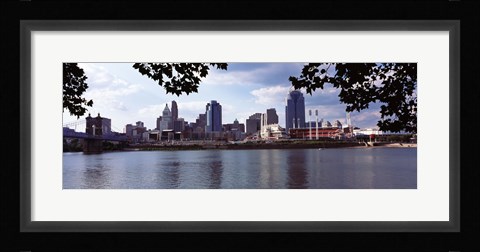 Framed City at the waterfront, Ohio River, Cincinnati, Hamilton County, Ohio Print