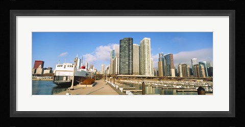 Framed Columbia Yacht Club with city skyline, Chicago, Cook County, Illinois, USA Print