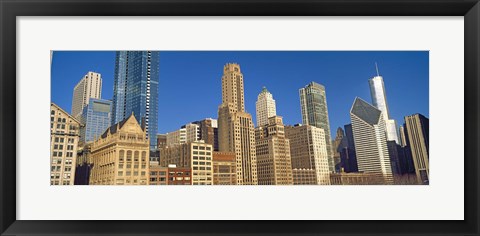 Framed Low angle view of city skyline, Michigan Avenue, Chicago, Cook County, Illinois, USA Print
