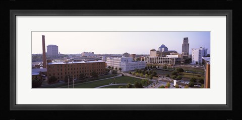Framed High angle view of buildings in a city, Durham, Durham County, North Carolina, USA Print