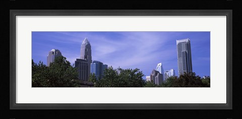 Framed Low angle view of skyscrapers in a city, Charlotte, Mecklenburg County, North Carolina, USA Print