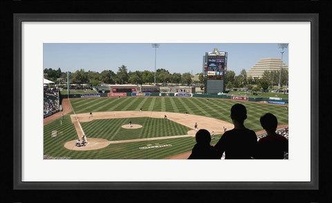 Framed Spectator watching a baseball match at stadium, Raley Field, West Sacramento, Yolo County, California, USA Print