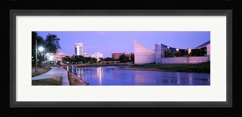 Framed Buildings at the waterfront, Arkansas River, Wichita, Kansas, USA Print