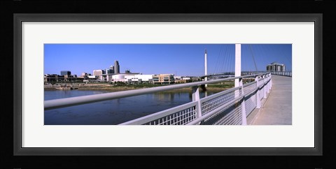 Framed Bridge across a river, Bob Kerrey Pedestrian Bridge, Missouri River, Omaha, Nebraska, USA Print