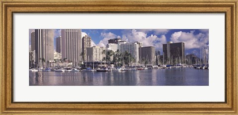 Framed Downtown Honolulu, Oahu, Hawaii, USA Print