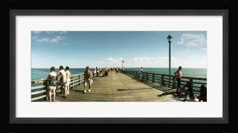 Framed Tourists on the beach at Coney Island viewed from the pier, Brooklyn, New York City, New York State, USA Print