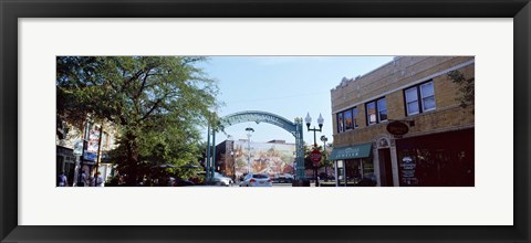 Framed Street scene, Lincoln Square, Chicago, Cook County, Illinois, USA Print