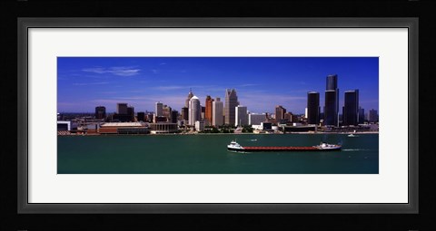 Framed Buildings at the waterfront, Detroit, Michigan Print