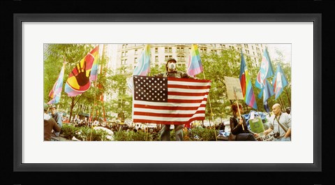 Framed Occupy Wall Street protester, Zuccotti Park, Lower Manhattan, Manhattan, New York City, New York State, USA Print