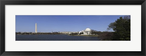 Framed Cherry blossom buds at Tidal Basin, Jefferson Memorial, Washington Monument, National Mall, Washington DC, USA Print