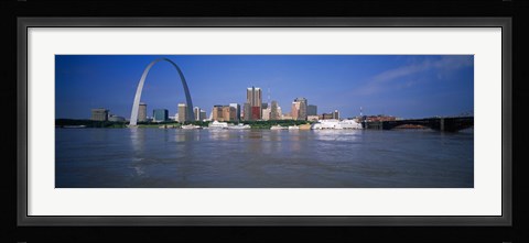 Framed Gateway Arch and city skyline viewed from the Mississippi River, St. Louis, Missouri, USA Print