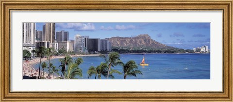 Framed Waikiki Beach, Honolulu, Hawaii, USA Print
