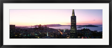 Framed Night Skyline With View Of Transamerica Building And Golden Gate Bridge, San Francisco, California, USA Print