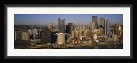 Framed High angle view of buildings in a city, Pittsburgh, Pennsylvania, USA Print