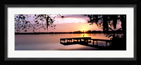 Framed Sunrise Over Lake Whippoorwill, Orlando, Florida, USA Print