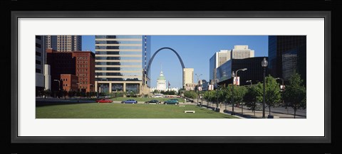 Framed Buildings in a city, Gateway Arch, Old Courthouse, St. Louis, Missouri, USA Print