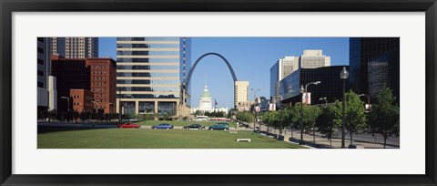 Framed Buildings in a city, Gateway Arch, Old Courthouse, St. Louis, Missouri, USA Print